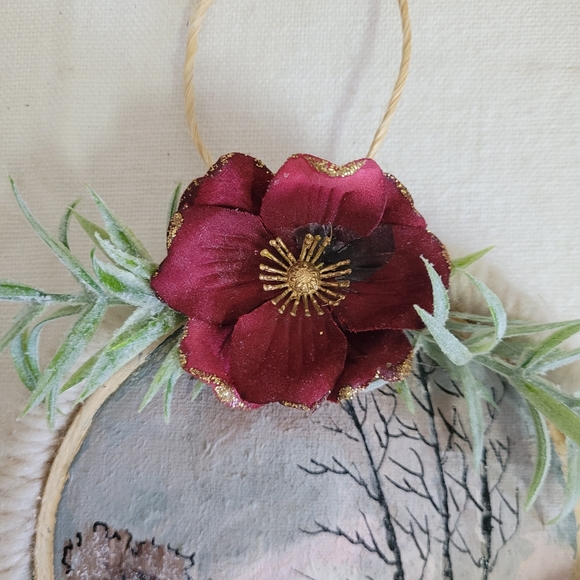 Christmas Ornament Hand Painted Macrame Upcycled - Picture 4 of 5